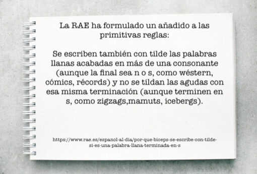 ¿Por qué «bíceps» se escribe con tilde si es una palabra llana terminada en «s»?